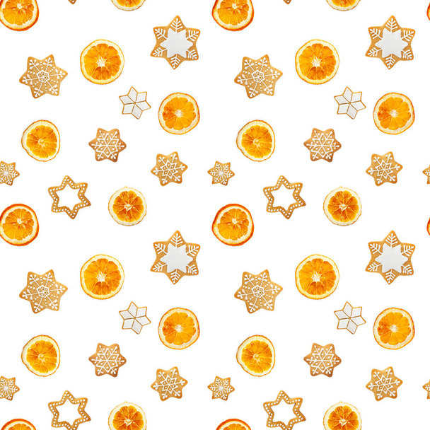 Seamless pattern with Christmas gingerbread cookies in the shape - Photo, Image