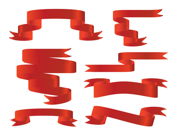 Набір червоних глянцевих стрічок. Порожня ізольована ілюстрація
 - Фото, зображення
