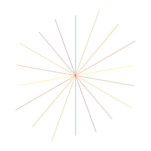 Πορτοκαλί, κίτρινοι ακτινωτές γραμμές. Ακτίνες, δοκάρια. Starburst,  - Διάνυσμα, εικόνα