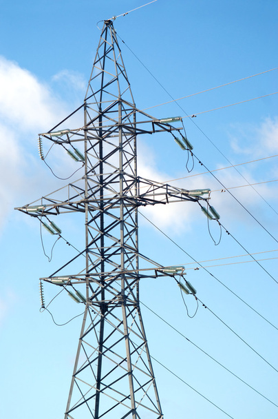 High-voltage power line metal tower - Foto, Imagem