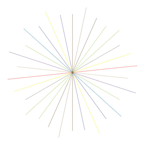 Líneas radiales, radiales, radiales. Rayos circulares, haces. Multicolo
 - Vector, Imagen