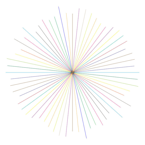 Líneas radiales, radiales, radiales. Rayos circulares, haces. Multicolo
 - Vector, imagen