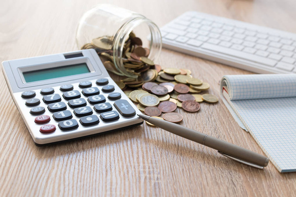 calculator and currencies, savings and accounting - Photo, Image