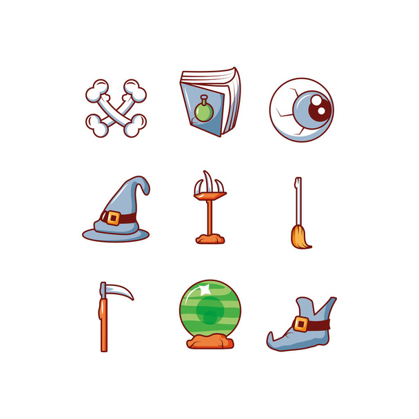 bundle halloween with set icons - Вектор,изображение