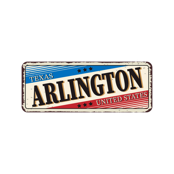 Üdvözöljük az Arlington Texas-Vector illusztráció-Vintage rozsdás fém jel - Vektor, kép