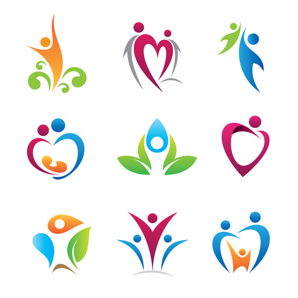 Colorful happy people and love for nature used for decoration and logo template by business company and corporation, social community bound circle - Vektör, Görsel