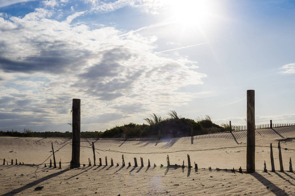 ανατολική ακτή παραλία απογευματινό ξύλινο φράχτη  - Φωτογραφία, εικόνα