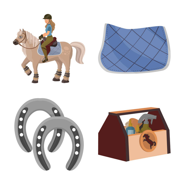 Vector illustration of horseback and equestrian symbol. Collection of horseback and horse vector icon for stock. - Vector, Image