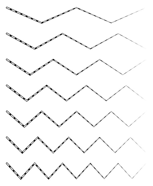 Wellenförmiges, wellenförmiges (Zickzack) Linienelement gesetzt. Linien mit Welleneffekt - Vektor, Bild
