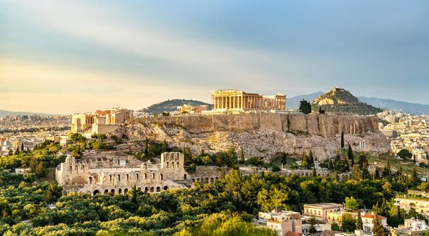 vista de la acrópolis de athens en Grecia - Foto, Imagen