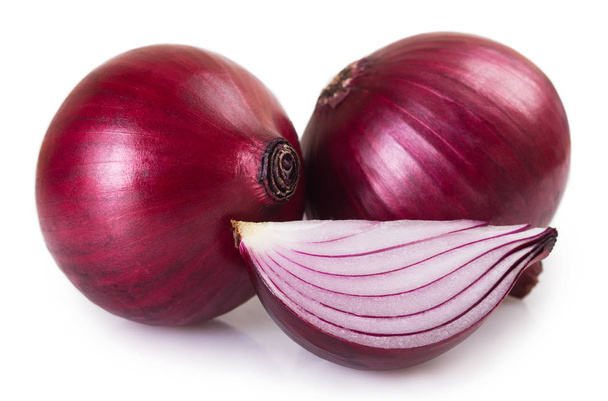 Fresh red onion on white background - Photo, Image