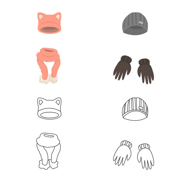 Vector design of clothes and texture icon. Set of clothes and weather vector icon for stock. - Vecteur, image