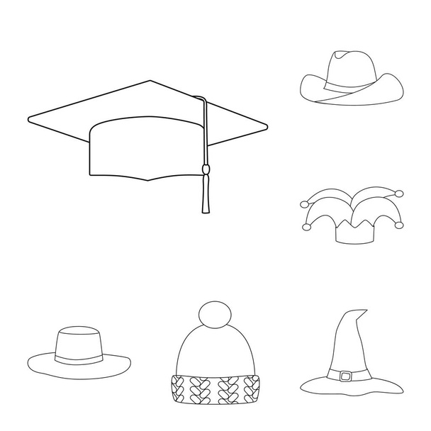 Isolated object of headgear and napper sign. Collection of headgear and helmet vector icon for stock. - ベクター画像