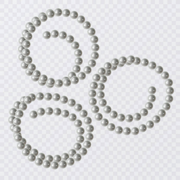 Conjunto de perlas de novia, accesorios vintage collar patrones aislados. Elegante decoración de lujo, ilustración realista de perlas. Vector eps 10
 - Vector, imagen