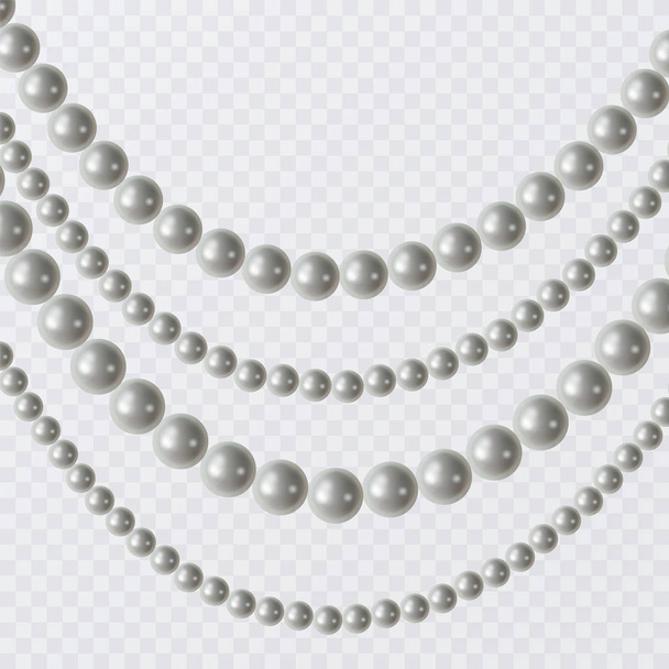 Sada nevěstých perel, starobylý příslušenství, izolované vzory. Elegantní luxusní výzdoba, realistická ilustrace perel. Vektorové EPS 10 - Vektor, obrázek