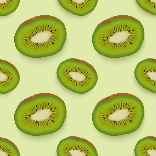 Patrón sin costuras con kiwi maduro fresco realista. Ilustración vectorial
 - Vector, imagen