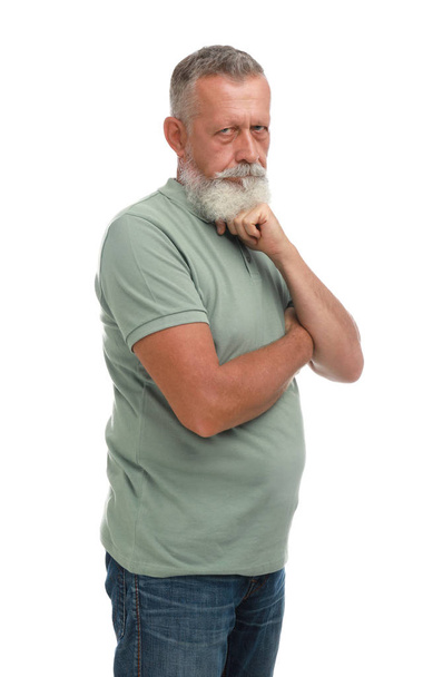 Portrait of handsome senior man on white background - Фото, зображення