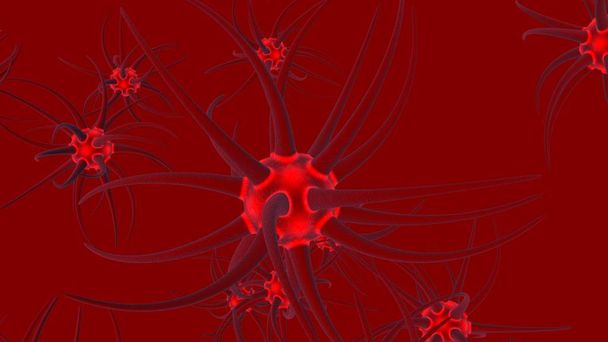 3D-Struktur der Netzwerkstruktur von Nervenzellen. 3D-Darstellung - Foto, Bild