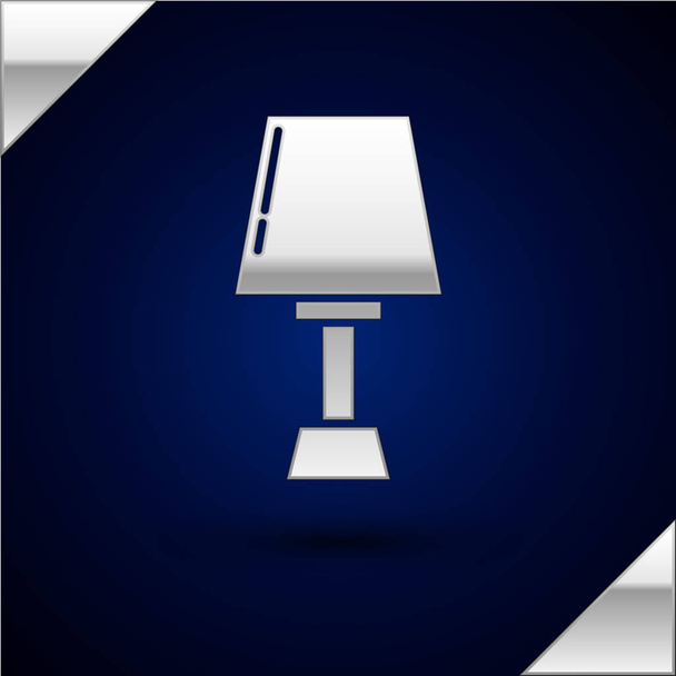 Silver Table lamp icon isolated on dark blue background. Vector Illustration - Vector, Image