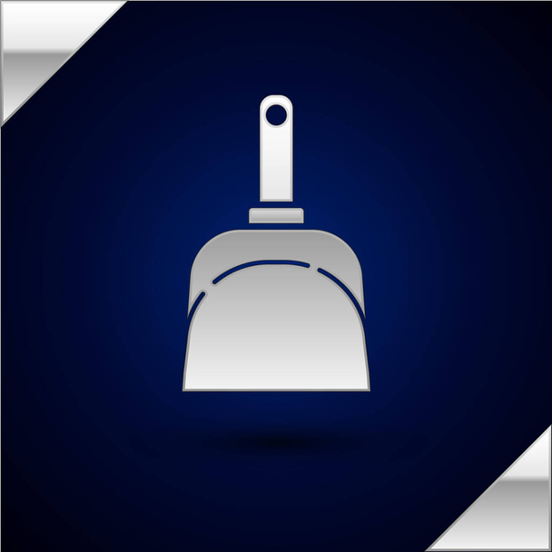 Silver Dustpan icon isolated on dark blue background. Cleaning scoop services. Vector Illustration - Vector, Image