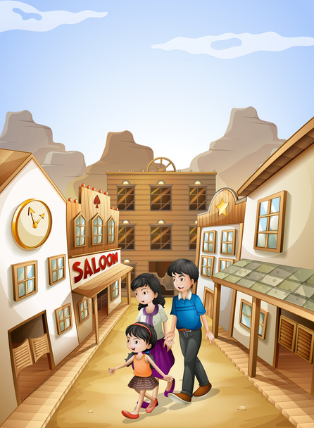 A family going to the saloon bar - Vector, afbeelding