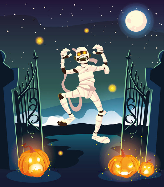 momie effrayante dans la scène d'Halloween
 - Vecteur, image