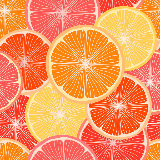 orange citrus tropical seamless abstract background. Vector bright print for fabric or wallpaper. - Vektor, kép