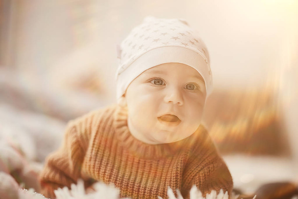cheerful healthy baby smiling / portrait of a small child, boy little son cheerful health - Foto, imagen