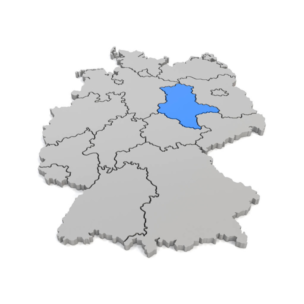 3D Render-Niemiecka mapa z regionalnymi snowboardzistów i skupienie się na S - Zdjęcie, obraz
