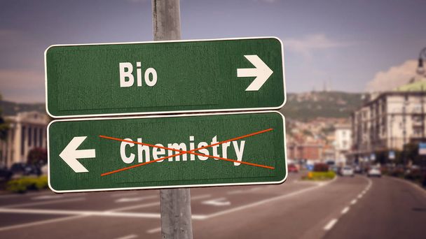 Straat teken bio versus chemie - Foto, afbeelding