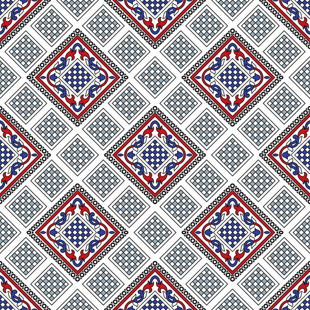 Seamless paisley pattern design with geometrical shapes - Vector, Image