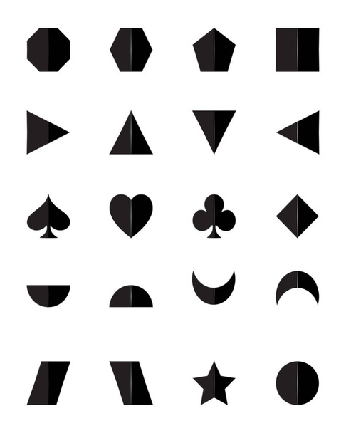 3D set of geometric shapes in black with shadow isolated on whit - Vector, Image