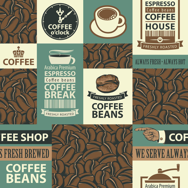 vector seamless pattern on the coffee theme - Vector, Image