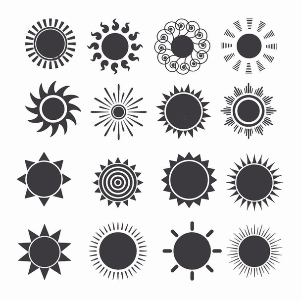 Nastavení obrazců slunce izolované na bílém pozadí – ilustrace - Vektor, obrázek