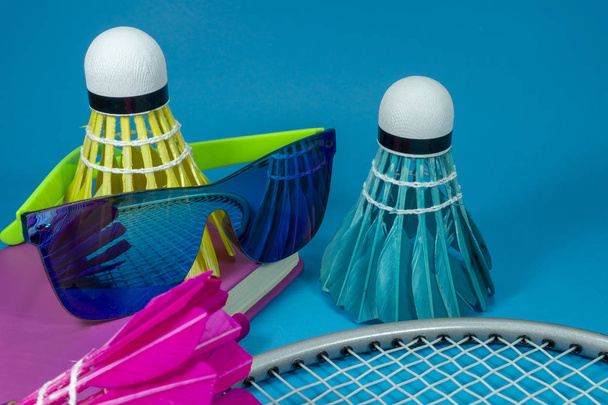 Colorful badminton shuttlecocks with sunglasses - Photo, Image