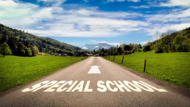 Ulice nápis-cesta ke speciální škole - Záběry, video