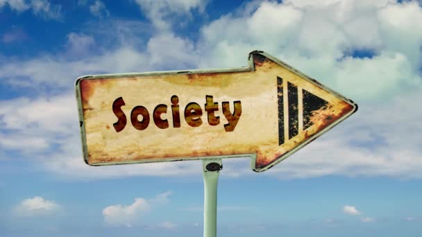 Вулиця знак шлях до суспільства - Кадри, відео