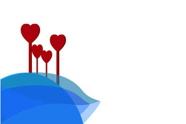 Liefde achtergrond, rood hart op abstract blauw - Vector, afbeelding