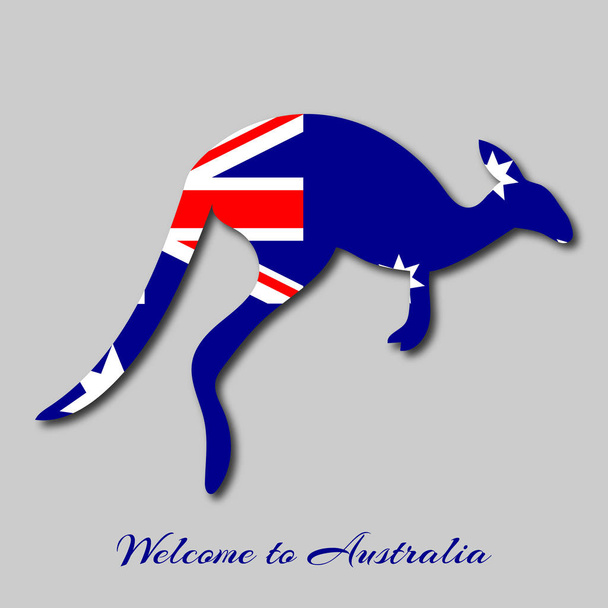 Австралийский флаг в форме кенгуру, приглашение в путешествие
 - Вектор,изображение