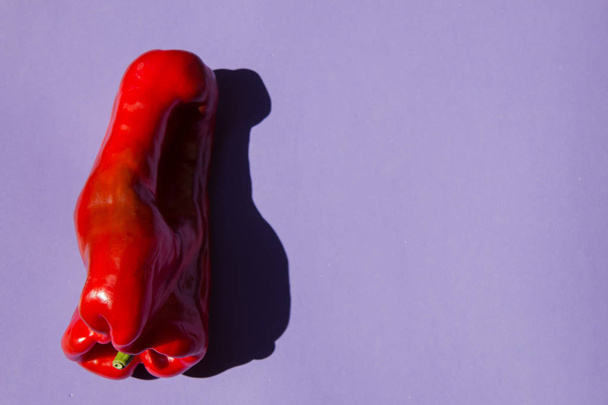 Big pepper with shadow on a violet background - Fotografie, Obrázek
