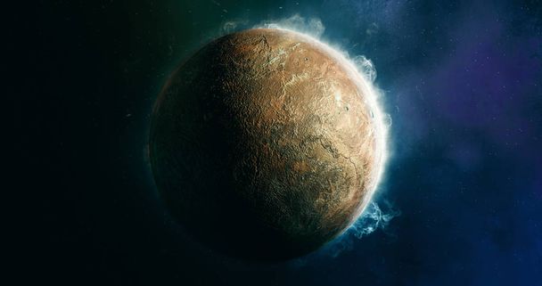 Exoplanet Exploration - Fantasy and Surreal Landscape. 3D Rendered. Elements of this image furnished by NASA. - Photo, Image
