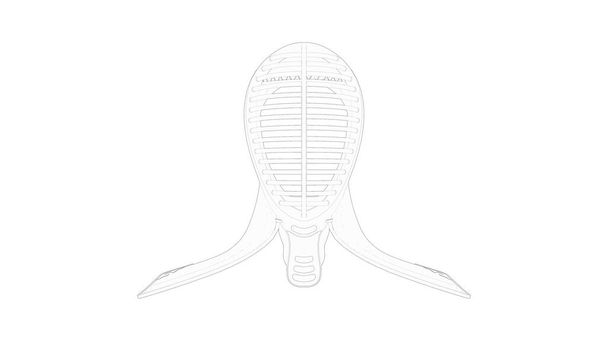 3D vykreslení Kendo masky izolované v bílém pozadí - Fotografie, Obrázek