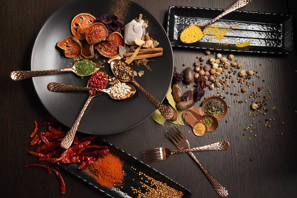 spices herbs seasoning condiment. food ingredient cuisine - Photo, Image