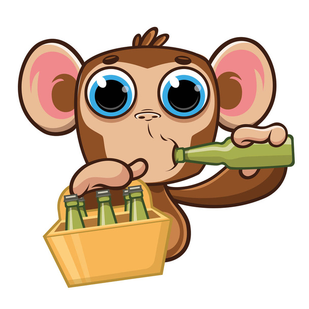 Funny Monkey Emotions Etiqueta engomada
 - Vector, Imagen