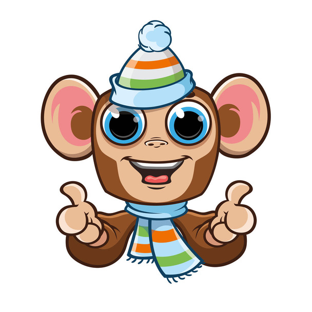 Funny Monkey Emotions Etiqueta engomada
 - Vector, imagen