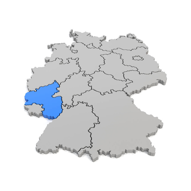 3d render - mapa alemán con fronteras regionales y el enfoque de R
 - Foto, Imagen