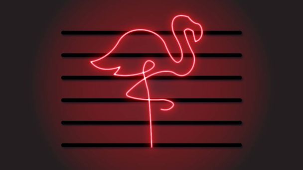 Pembe Flamingo ile Parlayan Neon etkisi işareti. gece kulübü veya bar konsepti - Fotoğraf, Görsel