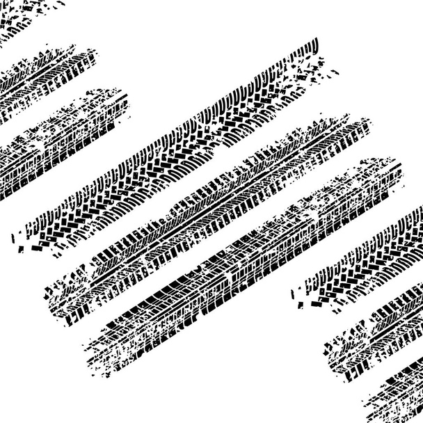 Grunge Tire Track Vector Print Ilustración vectorial texturizada sucia
 - Vector, imagen