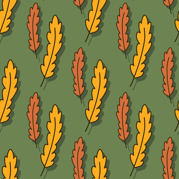 Yellow and orange leaves pattern. Vector background design. Autumn seamless pattern. Seasonal print for decoration and textile - Вектор,изображение