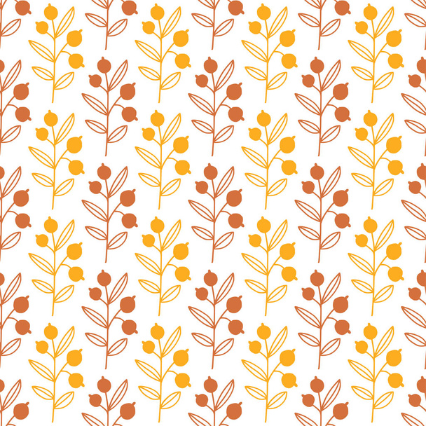 Floral seamless pattern. Branches and berries background. Nature textile pattern. Autumn vector design - ベクター画像